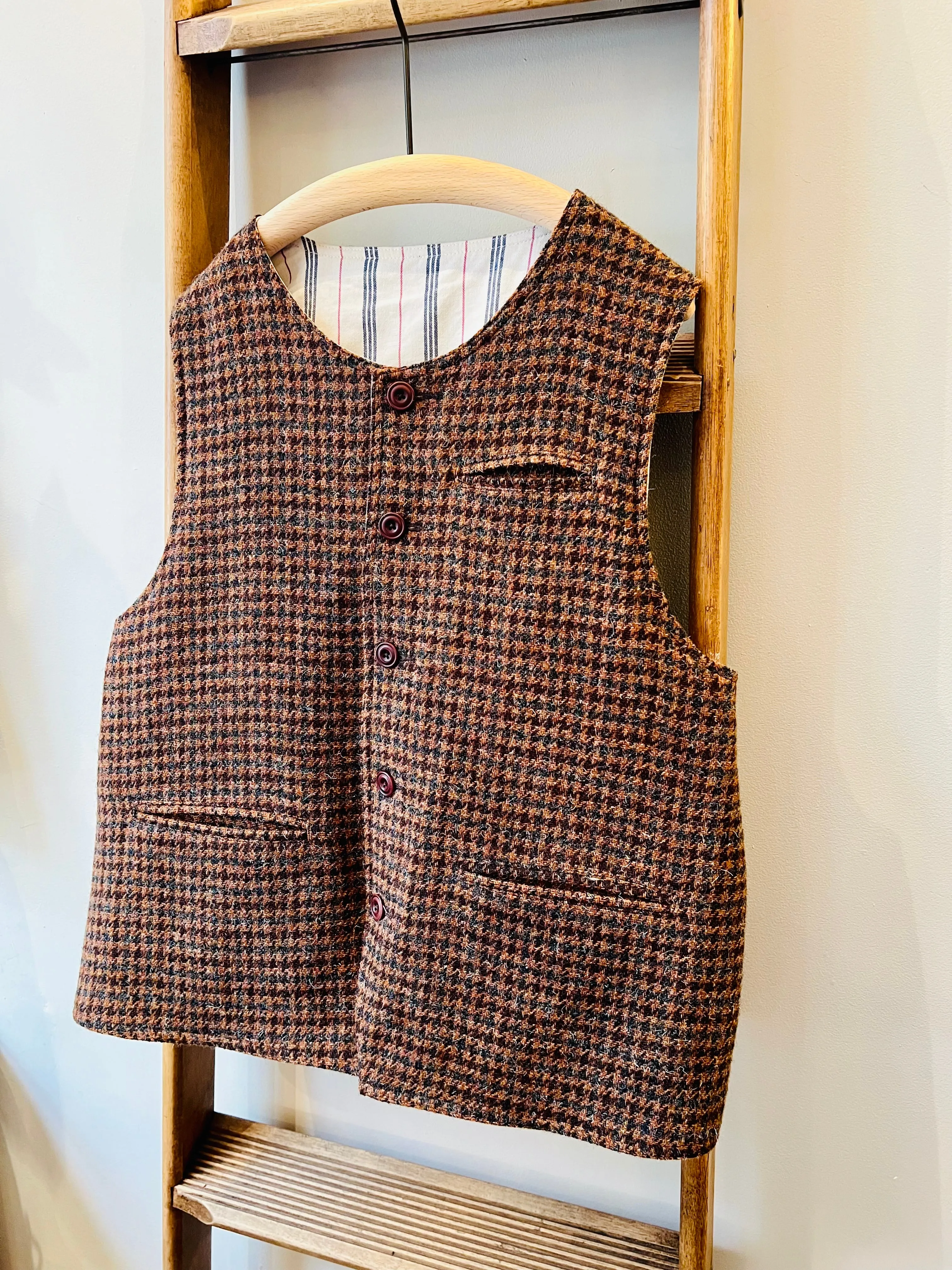 Tweed Reversible Vest / Brown