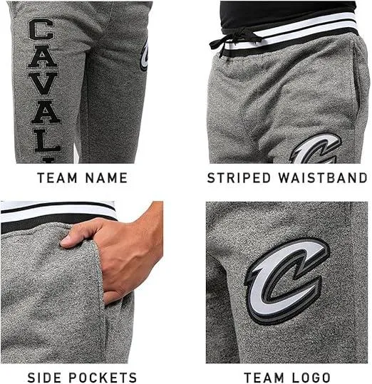 Ultra Game NBA Official Men’s Super Soft Game Day Jogger Sweatpants - Unisex, Cleveland Cavaliers, Black Marl|Cleveland Cavaliers