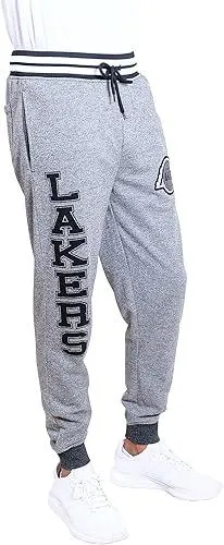 Ultra Game NBA Official Men’s Super Soft Game Day Jogger Sweatpants - Unisex, Los Angeles Lakers, Black Marl|Los Angeles Lakers