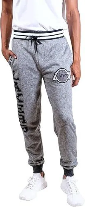 Ultra Game NBA Official Men’s Super Soft Game Day Jogger Sweatpants - Unisex, Los Angeles Lakers, Black Marl|Los Angeles Lakers