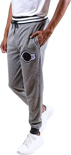 Ultra Game NBA Official Men’s Super Soft Game Day Jogger Sweatpants - Unisex, Los Angeles Lakers, Black Marl|Los Angeles Lakers