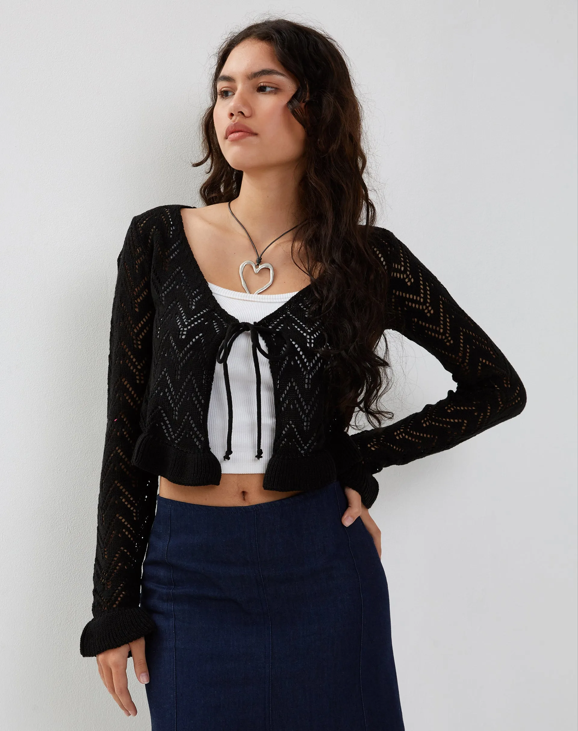 Vella Cardigan in Knitted Black