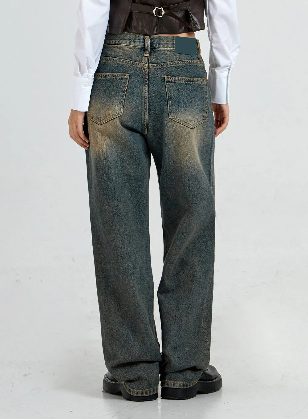 Vintage Washing Wide Denim Pants CO13