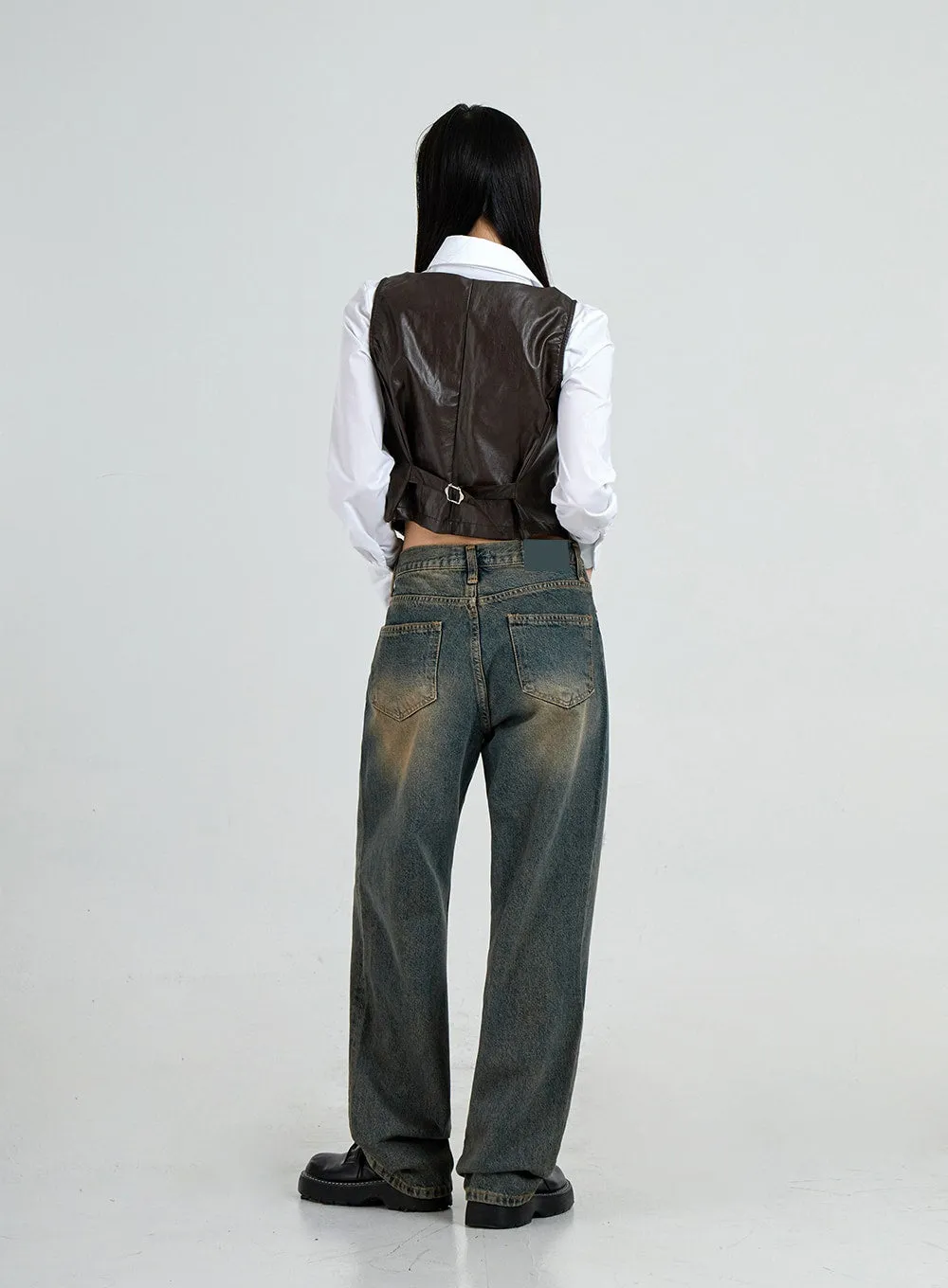 Vintage Washing Wide Denim Pants CO13