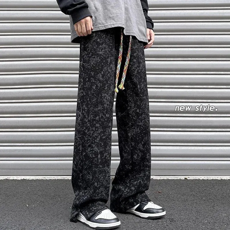 Wiaofellas  -  Embossing New Pants Baggy Pants Men Men's Clothing High Quality Brand Sweatpants Streetwear Jogger Wide Straight