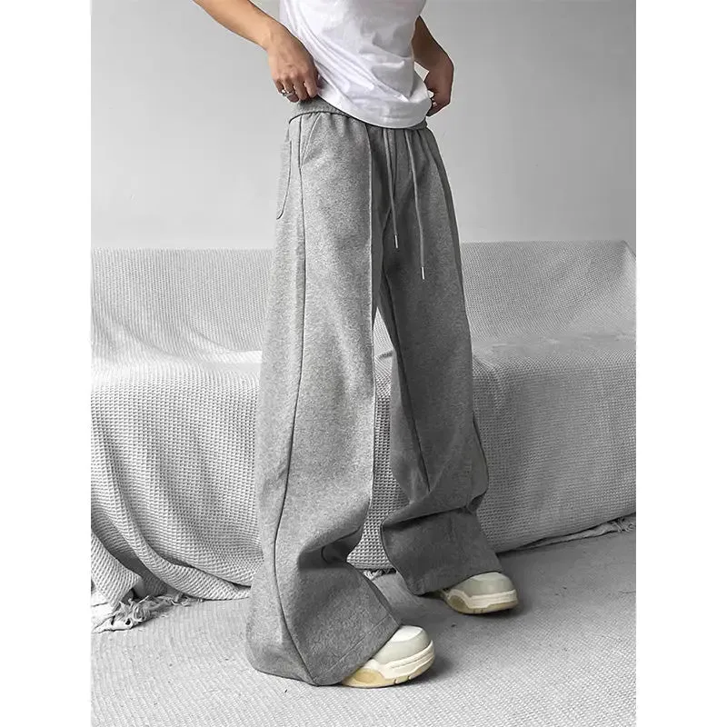 Wiaofellas  -  Wide Leg Sweatpants Men Oversize Gray Sports Pants Sportswear Casual Trousers Male Loose Korean Streetwear Hip Hop