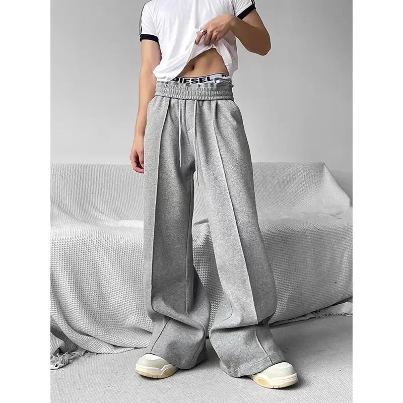 Wiaofellas  -  Wide Leg Sweatpants Men Oversize Gray Sports Pants Sportswear Casual Trousers Male Loose Korean Streetwear Hip Hop