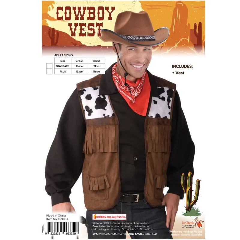 Wild West Fringed Cowboy Vest - Mens