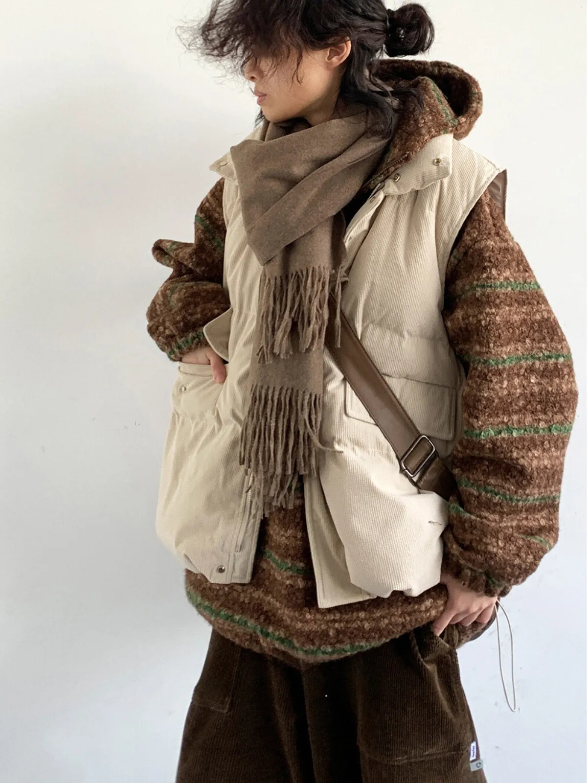 WLS Corduroy Cotton Apricot Loose Vest