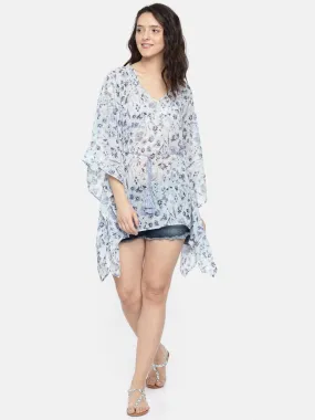 Women Blue Printed Cover-Up Dress - (Clearance - Final Sale)