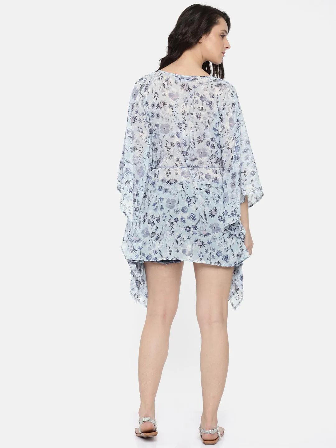 Women Blue Printed Cover-Up Dress - (Clearance - Final Sale)