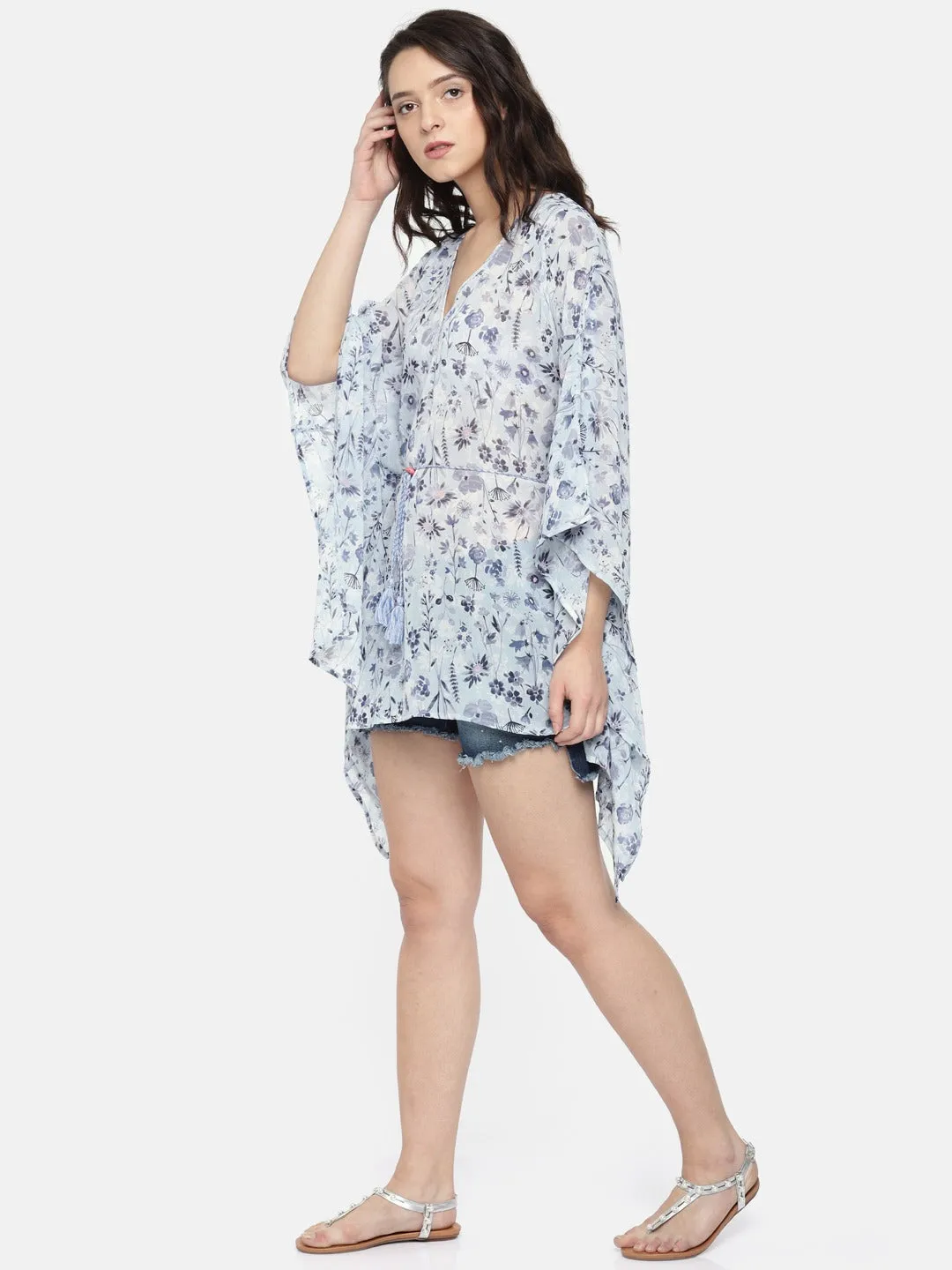 Women Blue Printed Cover-Up Dress - (Clearance - Final Sale)