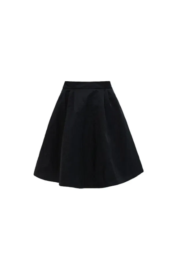 WOMEN MIDI FULL-SKIRT (BLACK/GOLD BROWN)