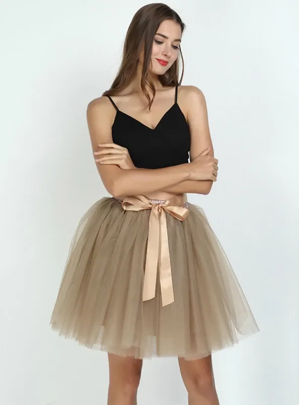 WOMENS 7 LAYERS MIDI TULLE SKIRT FASHION TUTU SKIRTS