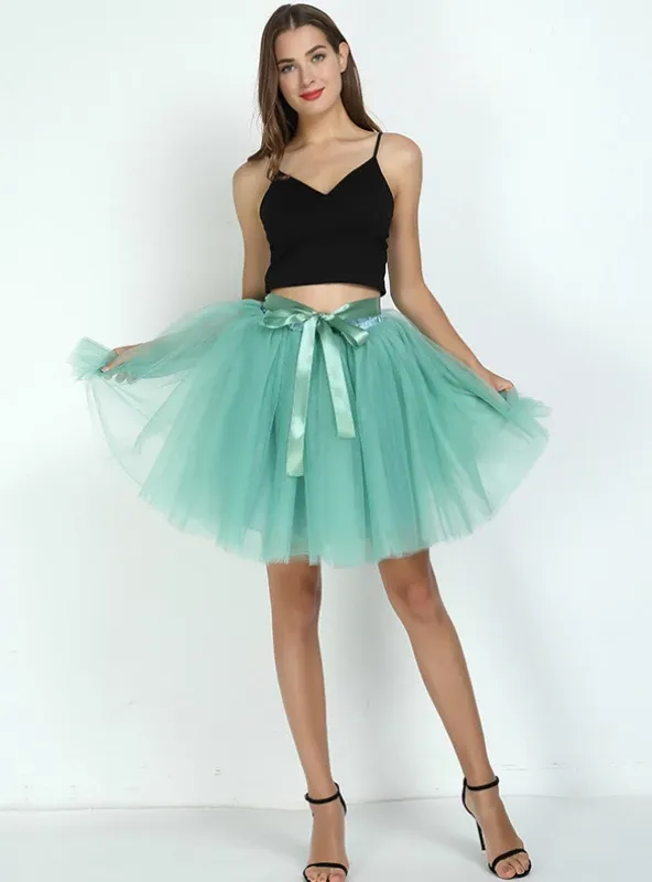 WOMENS 7 LAYERS MIDI TULLE SKIRT FASHION TUTU SKIRTS