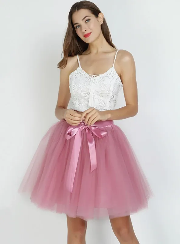 WOMENS 7 LAYERS MIDI TULLE SKIRT FASHION TUTU SKIRTS