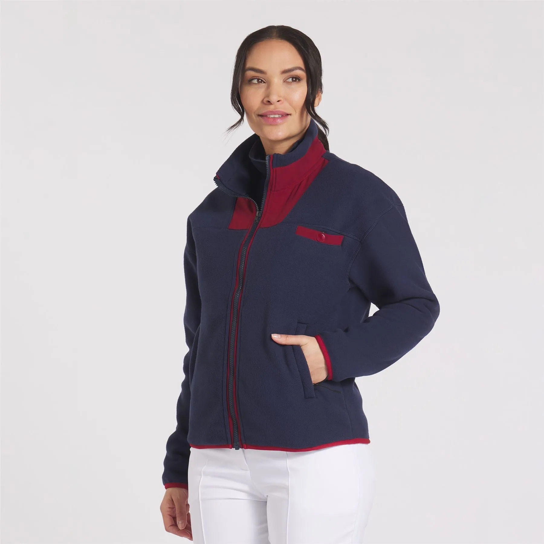 Womens Charley Fleece Full Zip Deep Navy/Intense Red - AW24