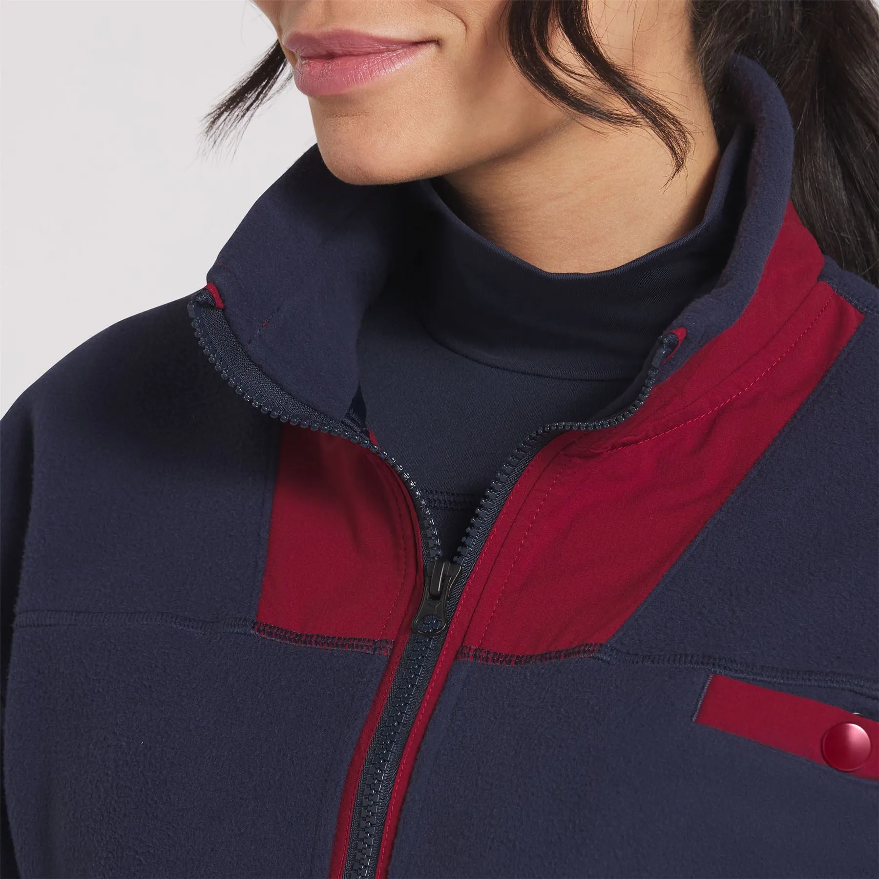 Womens Charley Fleece Full Zip Deep Navy/Intense Red - AW24