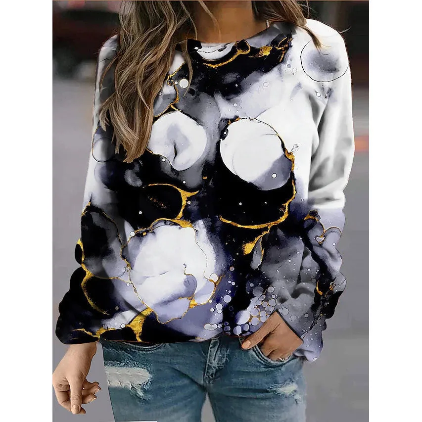 Women's Cross Print Sweatshirt Colorful Crew Neck Long Sleeve Top