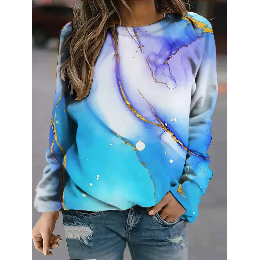 Women's Cross Print Sweatshirt Colorful Crew Neck Long Sleeve Top