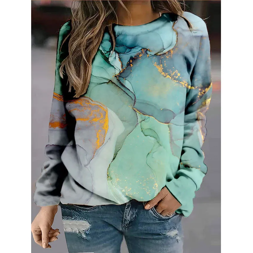 Women's Cross Print Sweatshirt Colorful Crew Neck Long Sleeve Top